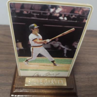Armstrong Pro Steve Garvey Porcelain Baseball Card 1985 with Wood Base
