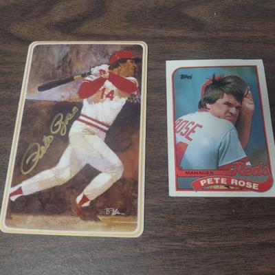 Gartlan Pete Rose Porcelain Baseball Card 1988 and Topps Pete Rose Manager 1989 Baseball Card