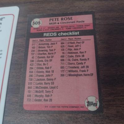 Gartlan Pete Rose Porcelain Baseball Card 1988 and Topps Pete Rose Manager 1989 Baseball Card