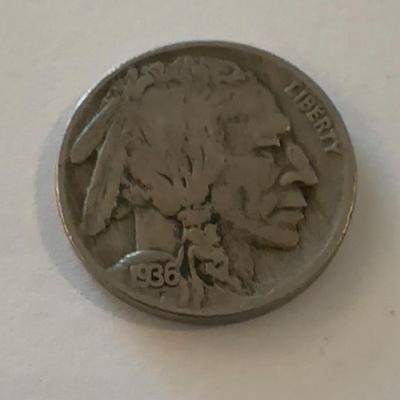 1936 circulated buffalo nickel