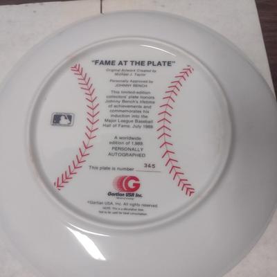 Gartlan Johnny Bench Commemorative Collector's Plate Hall of Fame #365 with Box