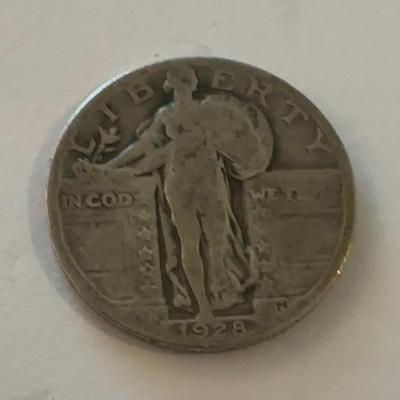 1928 Circulated standing liberty quarter dollar