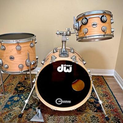 Custom DW Collector's Series Made in U.S.A. Pure Maple Drum Set 12," 14," 18" Kick w/ Cases MINT