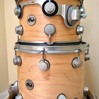 Custom DW Collector's Series Made in U.S.A. Pure Maple Drum Set 12," 14," 18" Kick w/ Cases MINT