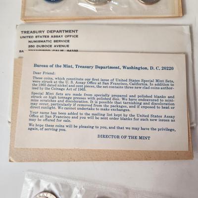 4 1965 US Treasury Department Coin Sets 40% Silver Kennedy .50