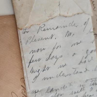 Sale Photo Thumbnail #485: This auction lot is for a Gathering of Very Vintage Correspondence.  This offering contains 11 envelopes with fun postmarks and unique handwriting - many contain letters or other contents.  One item is dated 1869-ish.  Great find for the history and/or ep