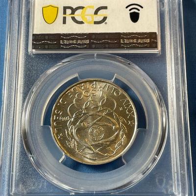 PCGS CERTIFIED ITALY 1988-R MS66 500-LIRE OLYMPICS SILVER COIN AS PICTURED.