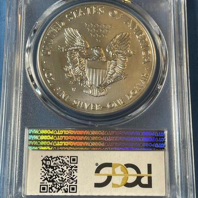 PCGS CERTIFIED 2018-W SP69 GRADED BURNISHED SILVER EAGLE DOLLAR .999 SILVER AS PICTURED. (COIN #168).