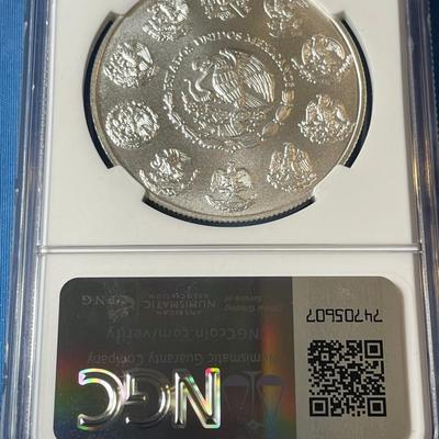 NGC CERTIFIED MEXICO 2023-MO MS70 GRADED 1-ONZA 1-OUNCE .999 SILVER ROUND AS PICTURED. (COIN #043).