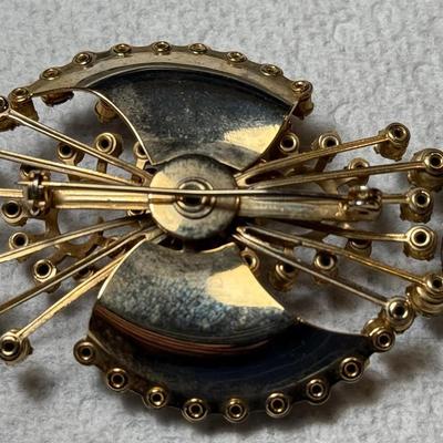 Vintage Art Deco Era Hand Made Fashion Pin/Brooch w/Pink/Blue Stone Accents as Pictured.