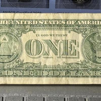 Series of 1985 Federal Reserve Banknote "Corner Gutter Fold Error" in Circulated Condition as Pictured.