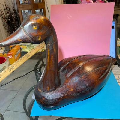 Vintage Mid-Century Carved Wooden Canadian Geese #2 Made in Canada 15.5" Long & 12" Tall in Good Preowned Condition.