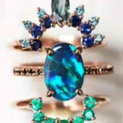 Peacock Opal & Moissanite Set