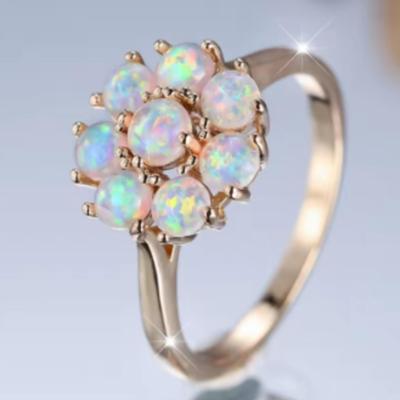 White Opal Flower Setting Vintage Ring