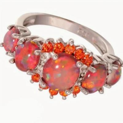 5 Stone Fire Opal & Topaz 925
