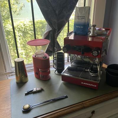 The only available RED La Marzocco Linea Micra available anywhere. MINT Cond
