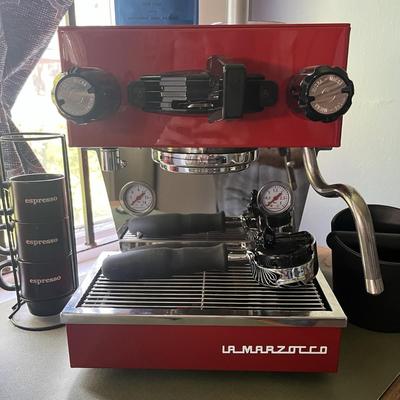 The only available RED La Marzocco Linea Micra available anywhere. MINT Cond