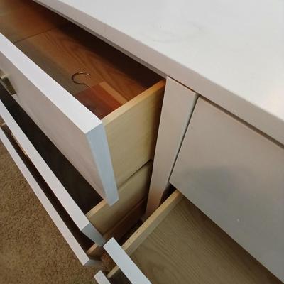 Modern White 6-Drawer Dresser with Mirror