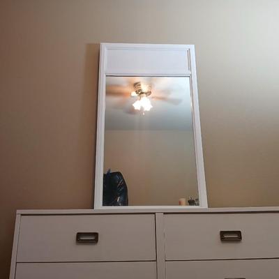 Modern White 6-Drawer Dresser with Mirror