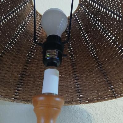 Compact White 3-Shelf Bookcase & Rattan Table Lamp
