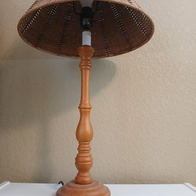 Compact White 3-Shelf Bookcase & Rattan Table Lamp