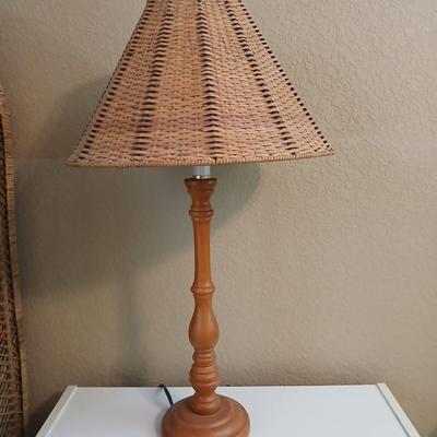 Compact White 3-Shelf Bookcase & Rattan Table Lamp