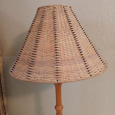Compact White 3-Shelf Bookcase & Rattan Table Lamp