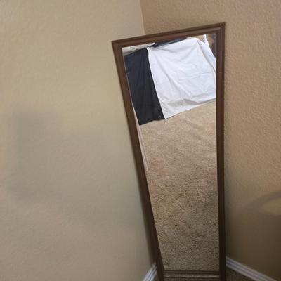 Wooden Quilt Rack with Handmade Patchwork Quilt & Standing Mirror
