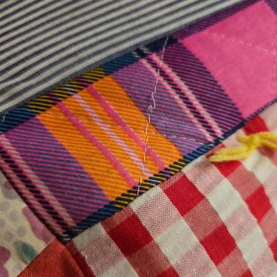 Wooden Quilt Rack with Handmade Patchwork Quilt & Standing Mirror