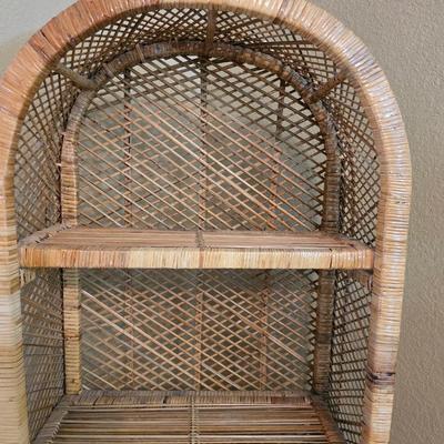 Tall Vintage Wicker Etagere – 5-Tier Shelf Unit