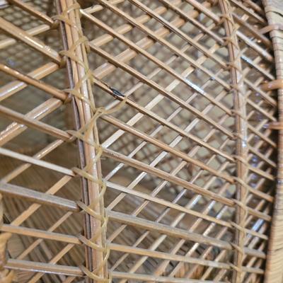 Tall Vintage Wicker Etagere – 5-Tier Shelf Unit