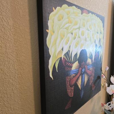 Frida Kahlo-Style Floral Print & Faux Orchid Arrangement