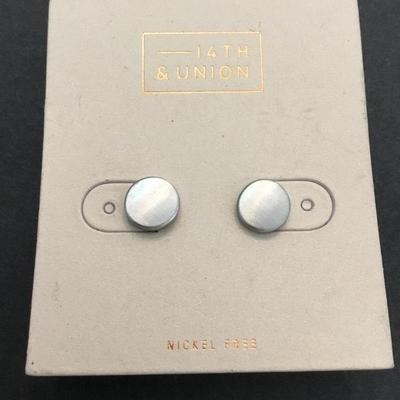 Cute brushed, silver, circular stud earrings