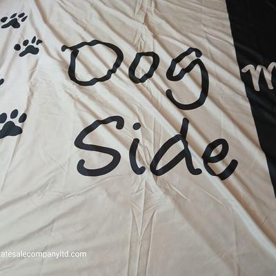 “Dog Side / My Side” Queen-Size Novelty Encasement Sheet – Paw Print Design