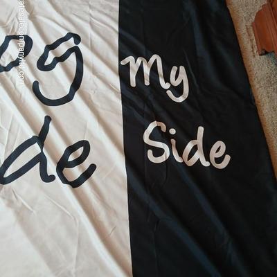 “Dog Side / My Side” Queen-Size Novelty Encasement Sheet – Paw Print Design