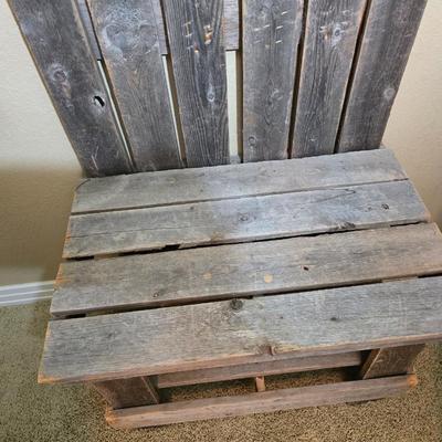 Rustic Pallet Bench with Decorative Garden Birdhouses & Folk Art Accents