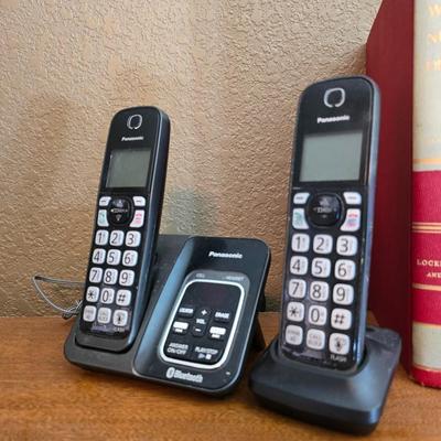 Panasonic Cordless Phone System, Atomic Wall Clock & Vintage Webster’s Dictionaries