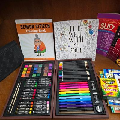 Creative Activity Lot – Coloring Books, Art Set, Sudoku & Puzzles