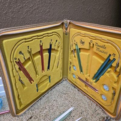 Large Knitting & Crochet Lot – Needles, Yarn, Vintage Case & In-Progress Project