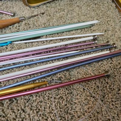 Large Knitting & Crochet Lot – Needles, Yarn, Vintage Case & In-Progress Project