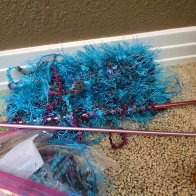 Large Knitting & Crochet Lot – Needles, Yarn, Vintage Case & In-Progress Project