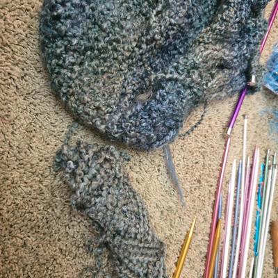 Large Knitting & Crochet Lot – Needles, Yarn, Vintage Case & In-Progress Project
