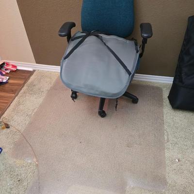 Office Comfort Bundle – Chair with Rolling Mat, Heated Massage Cushion