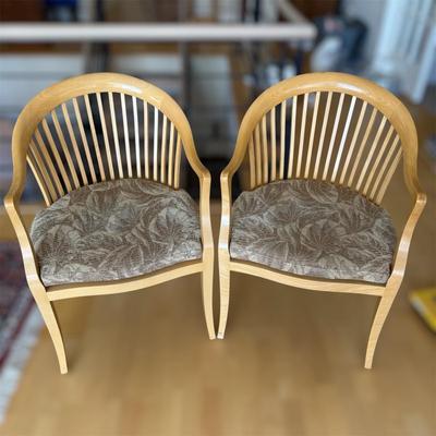 Set of Two Slat-Backed Arm Chairs (LR-BM)