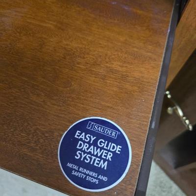Sauder Home Office Desk & Media Cabinet – Matching Wood Finish