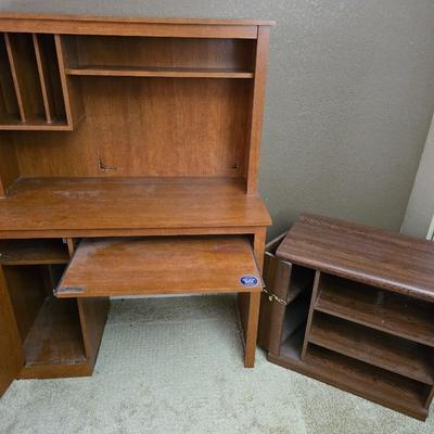 Sauder Home Office Desk & Media Cabinet – Matching Wood Finish