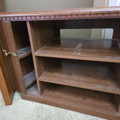 Sauder Home Office Desk & Media Cabinet – Matching Wood Finish