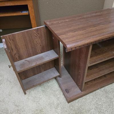 Sauder Home Office Desk & Media Cabinet – Matching Wood Finish