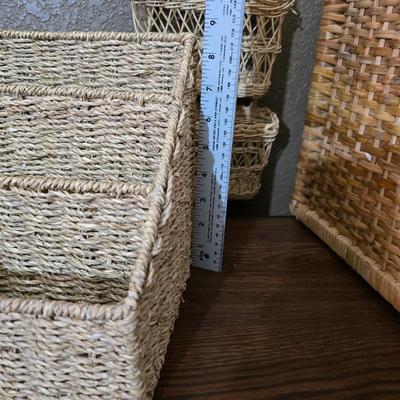 Lot of 3 Wicker Storage Baskets – Wall & Desk Organizers