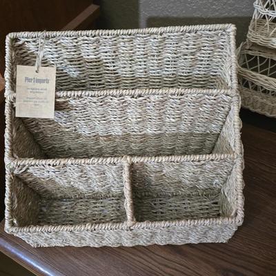 Lot of 3 Wicker Storage Baskets – Wall & Desk Organizers